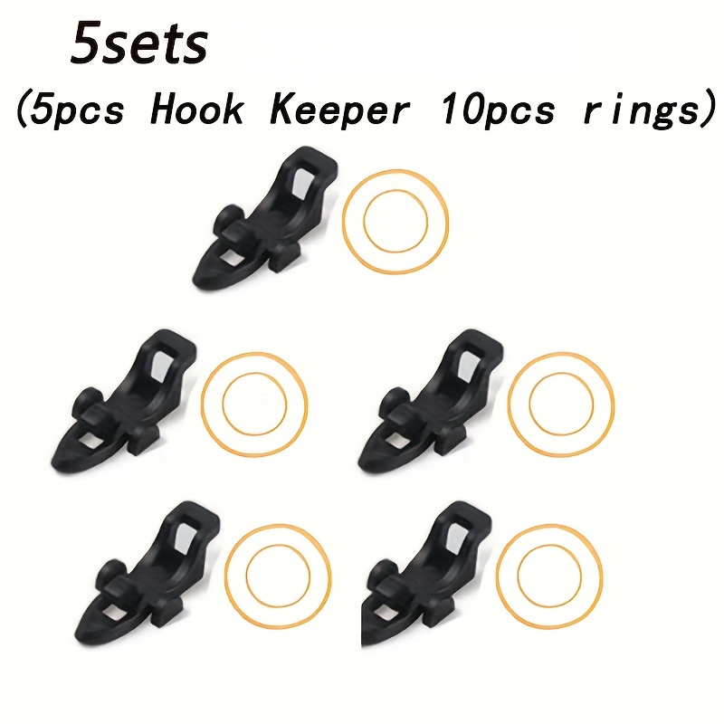 Image of 5 Sets Fishing Rod Pole Hook Keeper Lure Bait Holder Lure Accessories Jig Hooks Safety Keeping Holder Fishing Tool (5pcs Hook Keeper 10pcs Rings)