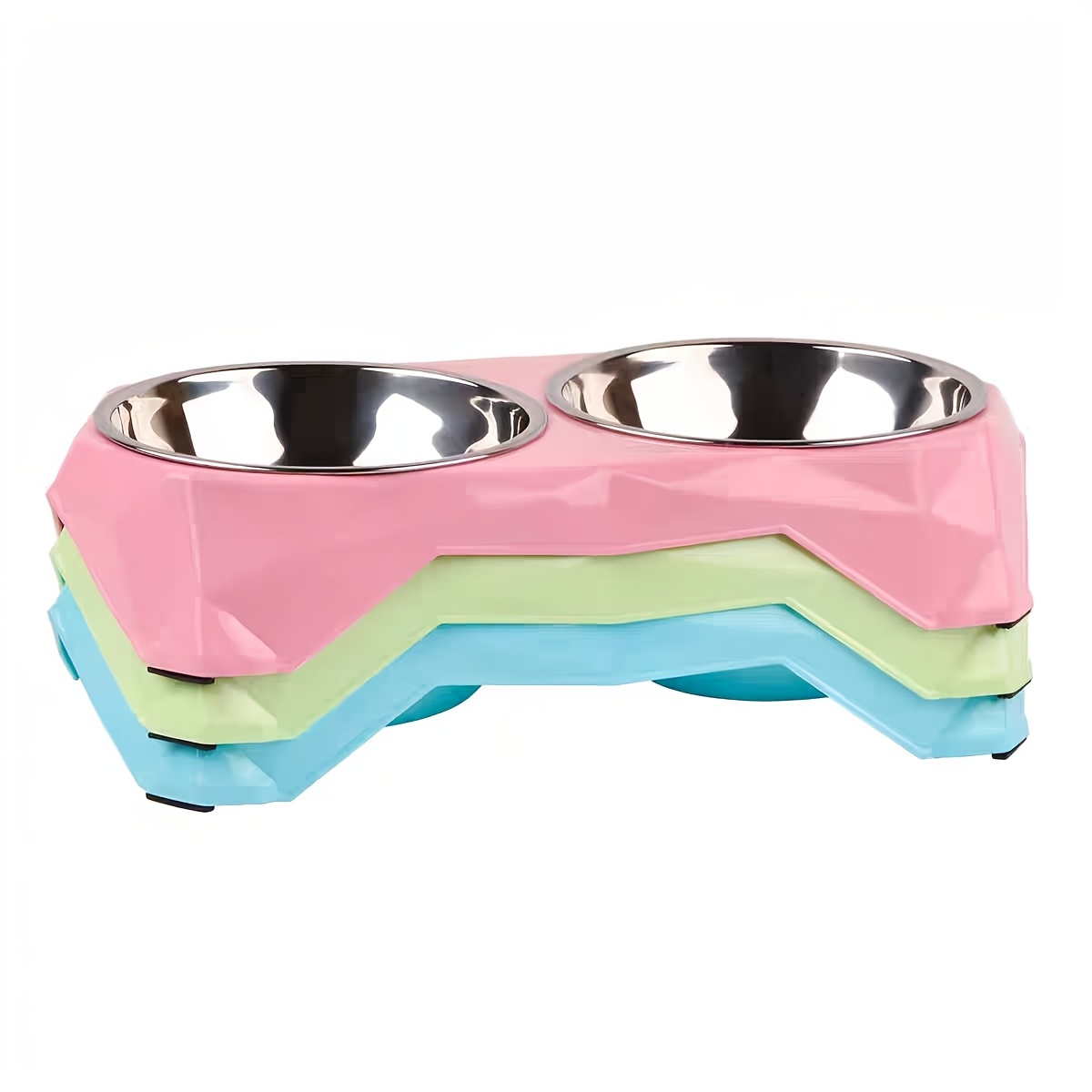 Double Pet Bowls for Dogs - Elevated Diamond-Design - Stainless Steel - Large Capacity, Non-Slip Feeding Dish Set - Raised Stand