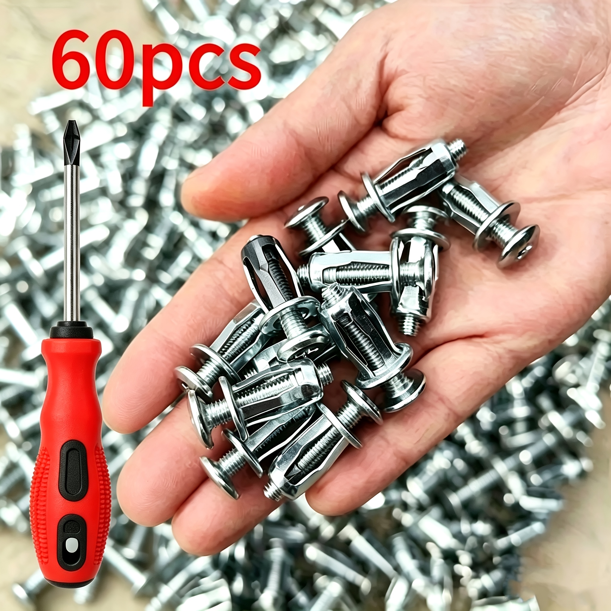 TEMU 60pcs Expansion Rivet Nut Set + 1 , Suitable For M4, M5, M6 Blind Rivet Nuts On Hollow Metal Plates, Durable Metal Fasteners, Comes With A ,