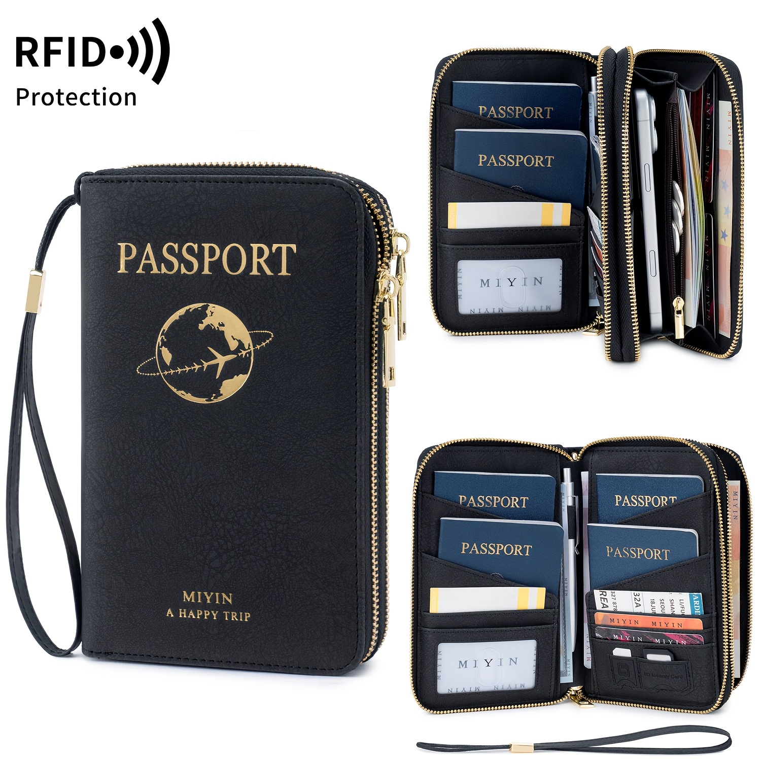 TEMU 1pc Passport Case With Hidden For Airtag Pocket, Rfid Blocking Zipper Travel Women Wallet, Cards Tickets Documents Organizer Portable Wristband
