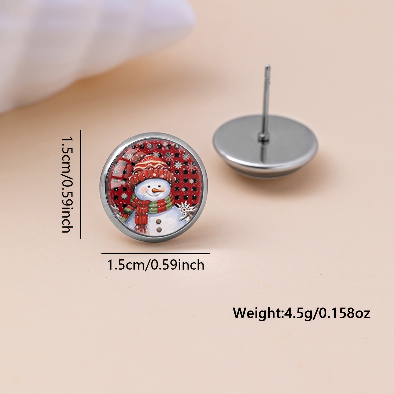 Men's Cute Snowman & Snowflake Stainless Steel Stud Earrings