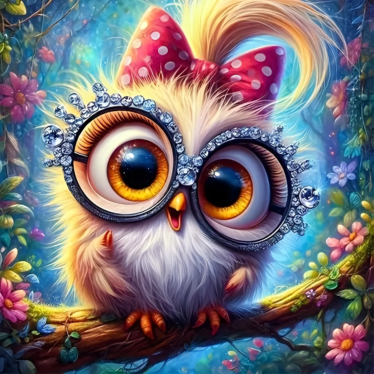 

Owl Diamond Painting Kit - 5d Diy Drill Mosaic Art, Paint By Numbers Craft Set For Wall Decor,