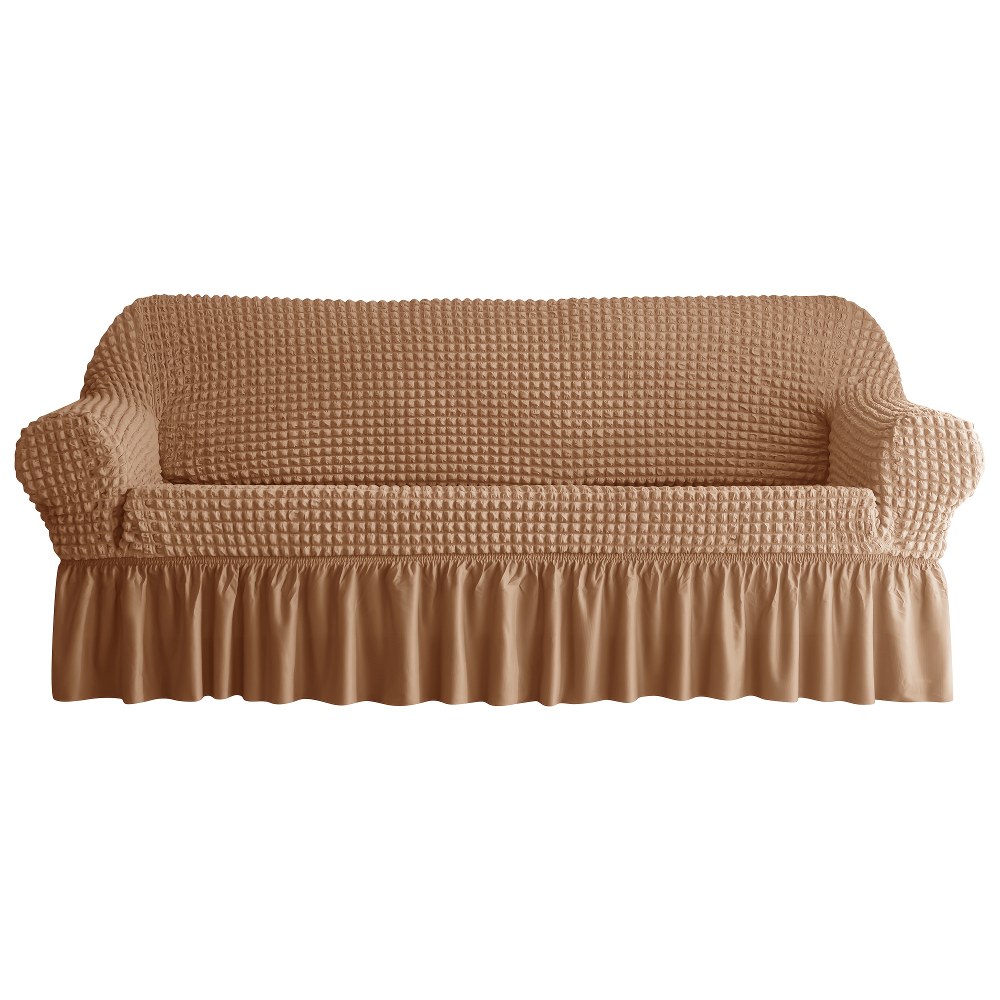 TEMU 1 pièce Housse de canapé extensible à gaufrettes à bulles avec accoudoirs, style jupe pour et