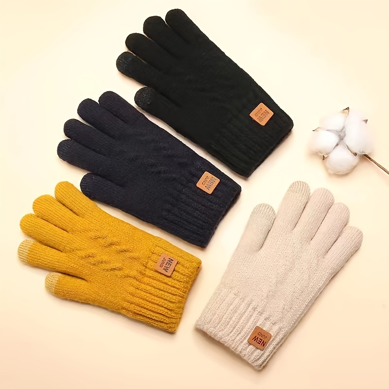 

1 paire de gants en pour homme, style décontracté, % acrylique, gants chauds, doigts complets, coupe-vent anti-froid, doublure en peau de épaissie, rembourrage % polyester, lavables à .