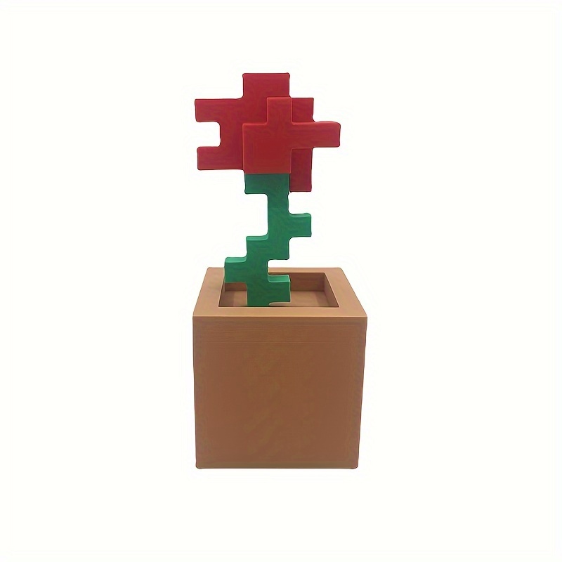 

Charming 3d Printed Pixelated Rose - Perfect For Bedroom Decor, No Power Needed, Durable Plastic Decorative Pillows For Bed Decorative Pillows For Bedroom