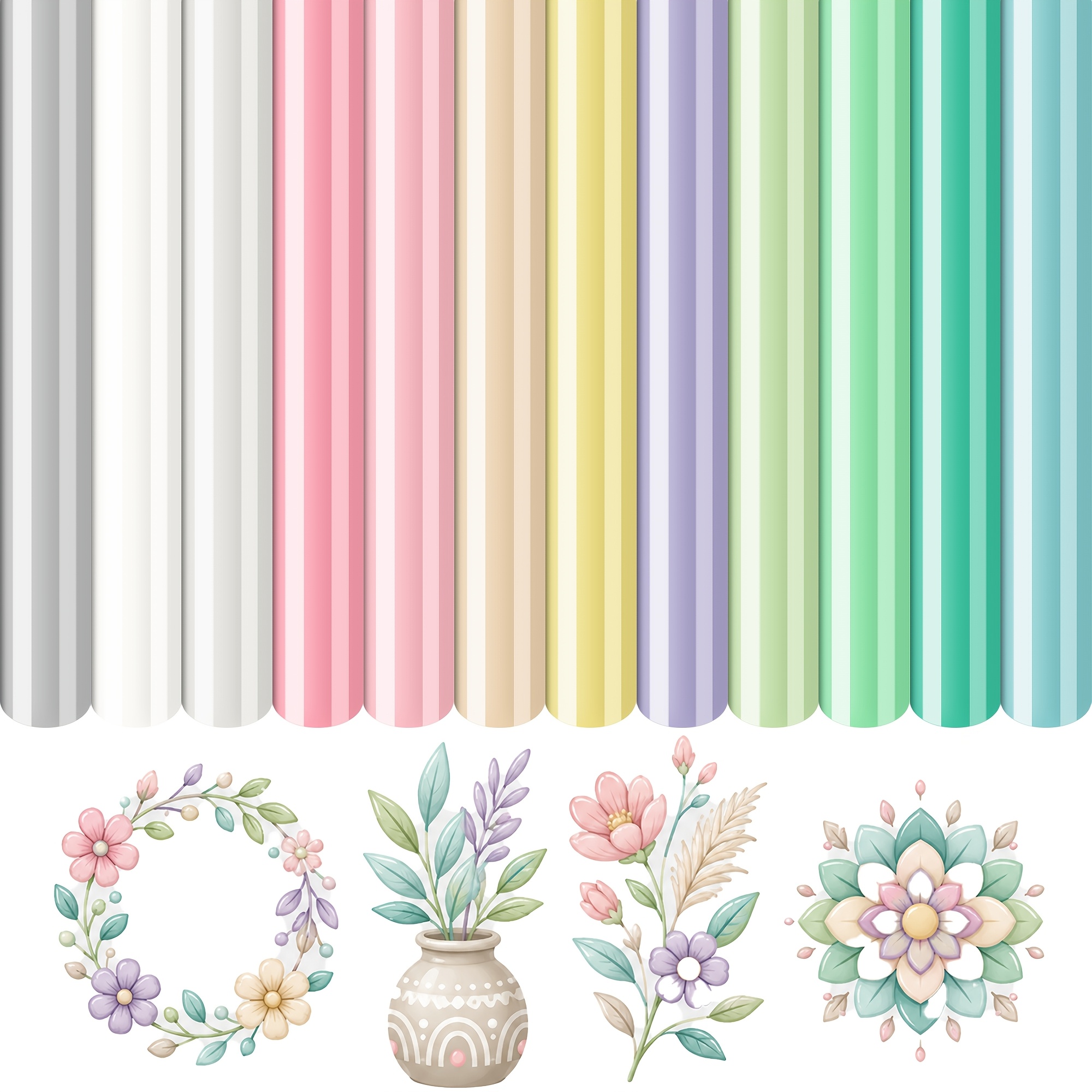 TEMU Heat Transfer Vinyl, 12 Sheets 12x10 Inch Iron-on Vinyl. | Neutral Bohemian Pu Sheeting, Easy To Cut And Weed, Stretchable And Washable, For Diy