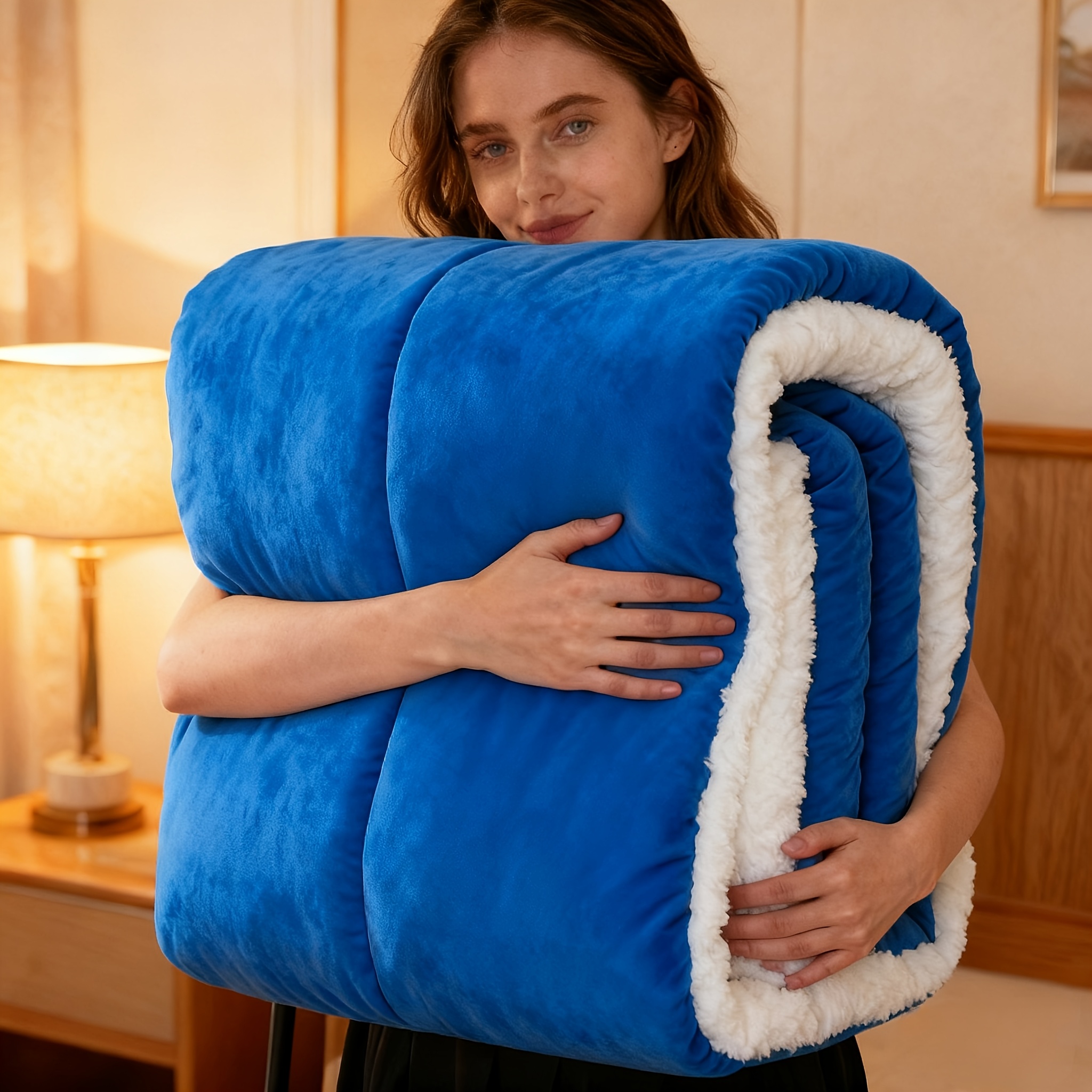 TEMU Luxury Thick Blanket - Heavyweight & Machine Washable, Bedding For Cold Weather, Cozy Winter And Fall Blanket For Home