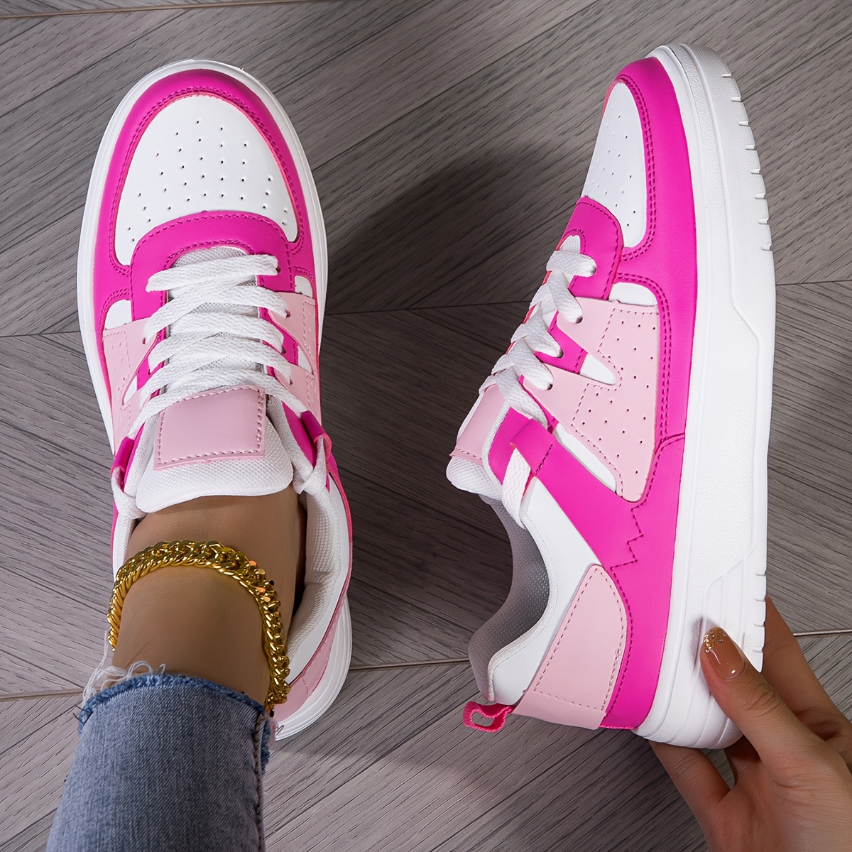 pink sneakers women sold on Temu United States
