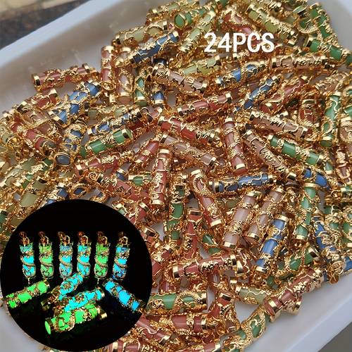 24pcs of luminous dragon pendants luminous resin pendants colorful dragon pillar amulet accessories random colors suitable for diy handicrafts