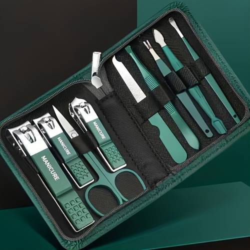 9-teiliges luxus nagelknipser- und maniküre-set, mit reisebox - edelstahl nagelhautzange, hand- und fußpflege-werkzeuge