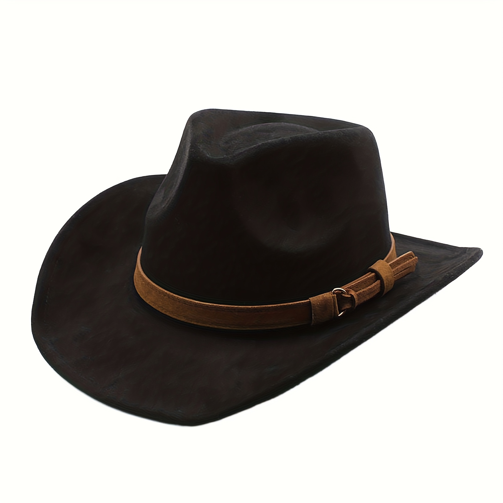 TEMU Men's Women's Retro Wide Brim Western Cowboy Hat Fedora Hat Outdoor Casual Travel Decoration Hat