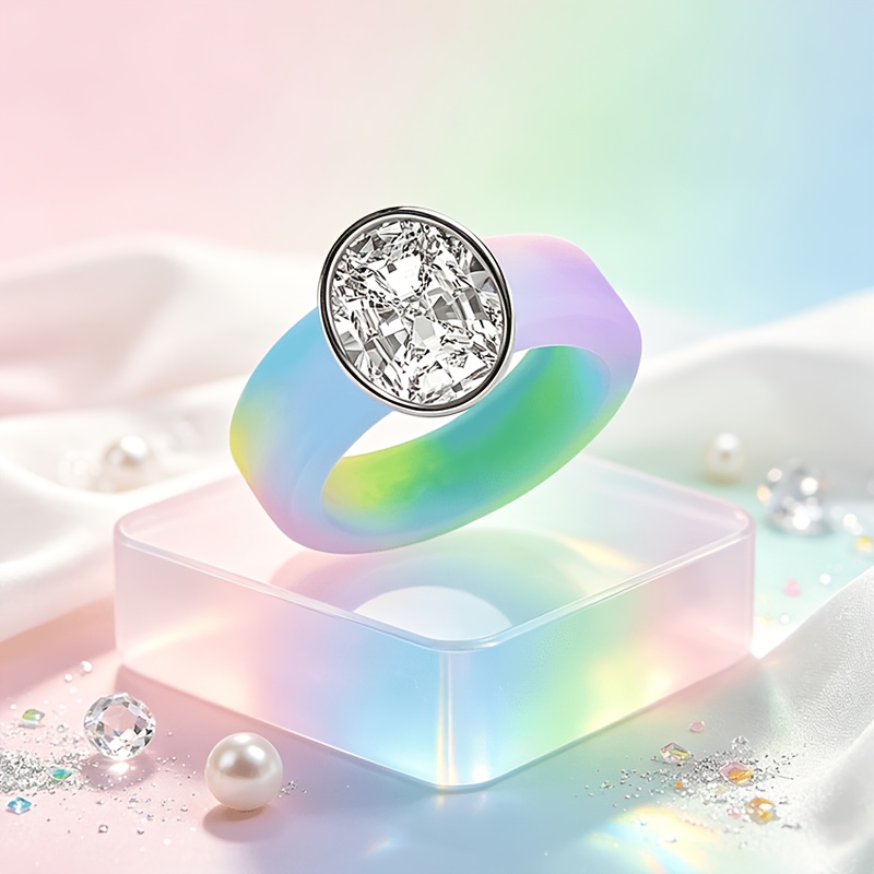Colorful Silicone Wedding Ring, Unisex Waterproof Design