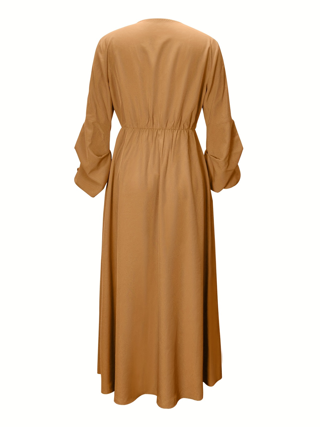 development deep v solid color cardigan dress slit long - Temu