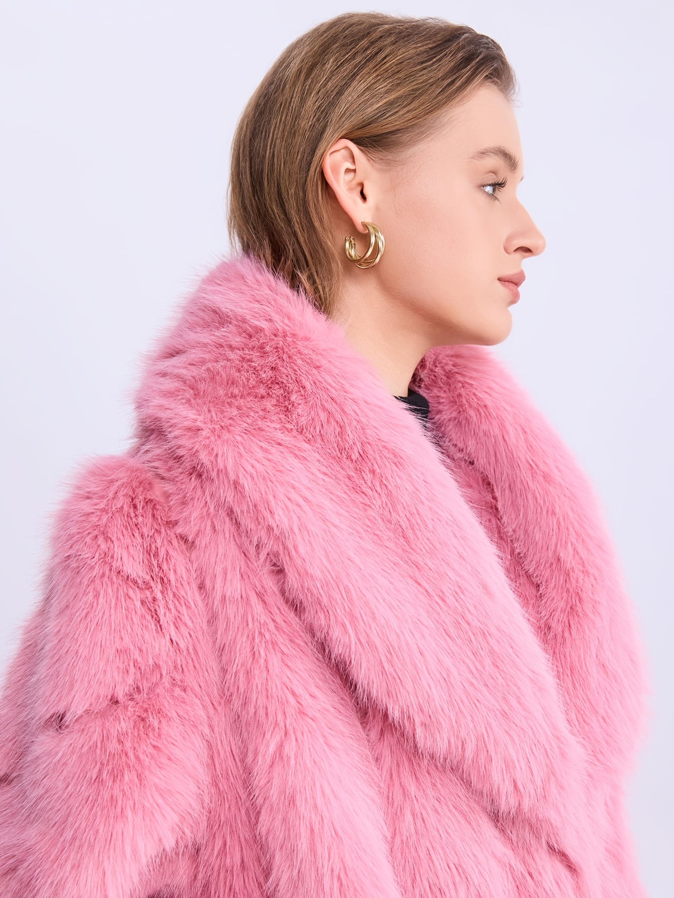 plus size women's plus size extra long pink coat oversized Temu