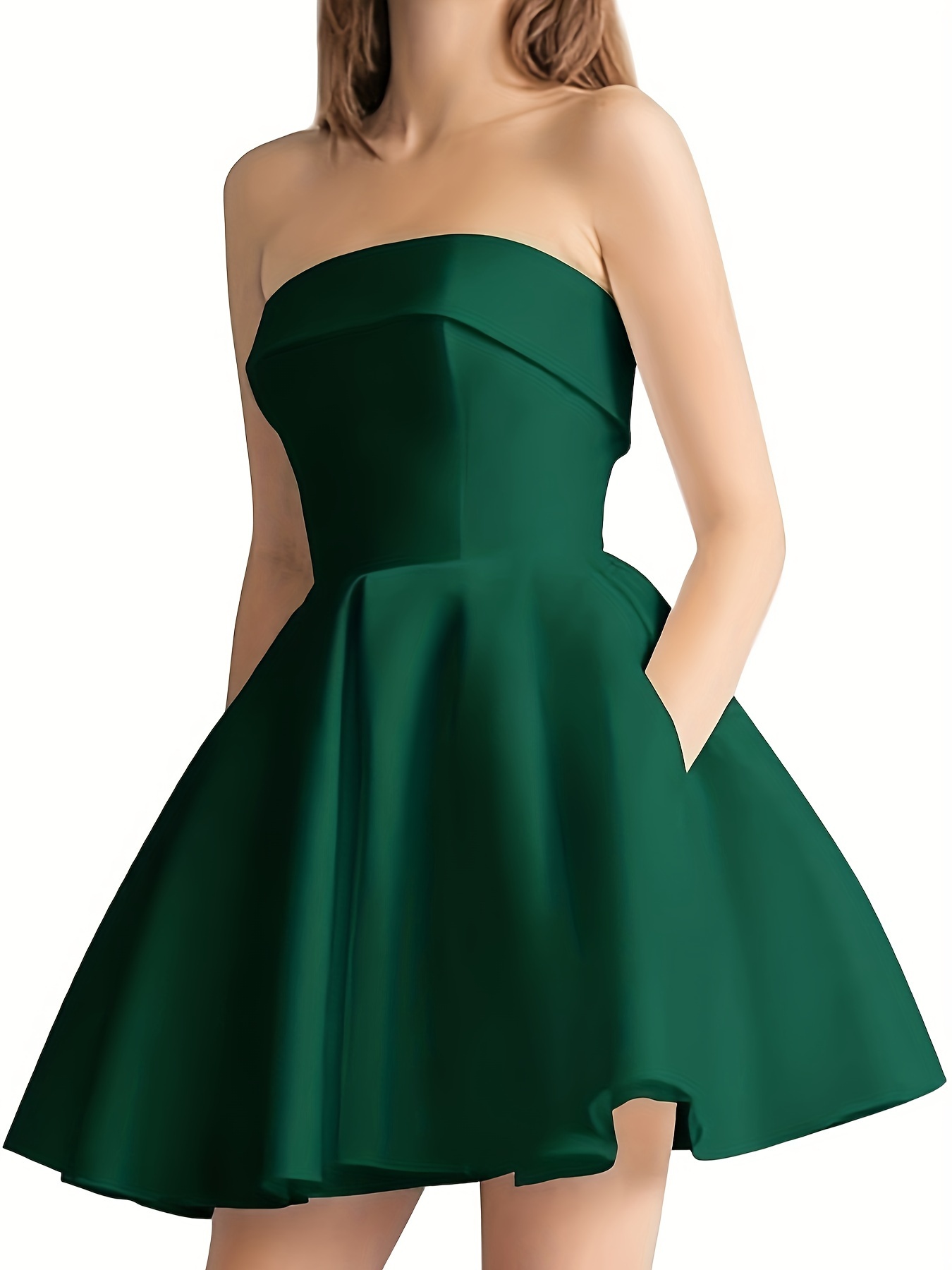 satin homecoming dresses teens 2024 strapless short prom - Temu
