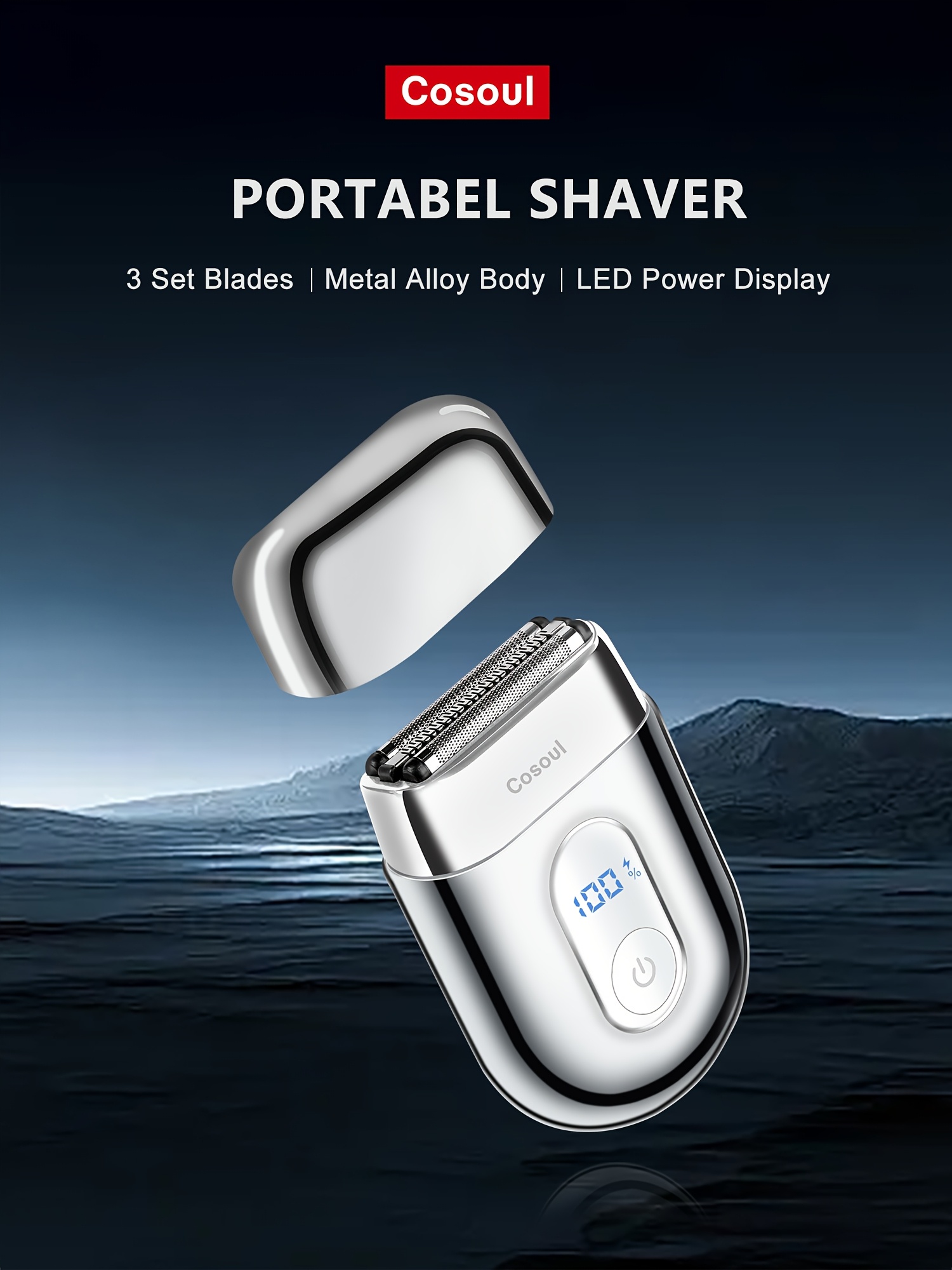   mens electric shaver with 3 floating blades fast charging usb c long lasting 900mah battery 60 min   metal alloy body cordless travel shaver for beard mustache neck ideal gift for men daily grooming stylish grooming tool durable construction business travelers     precision shaving professional shaving Product details 0