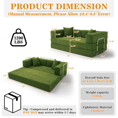 foldable sofa bed 160cm foldable floor sofa compressible convertible sofa bed with memory foam pillows backrests and armrests 5 in 1 sofa room ideal for apartments and hotels
