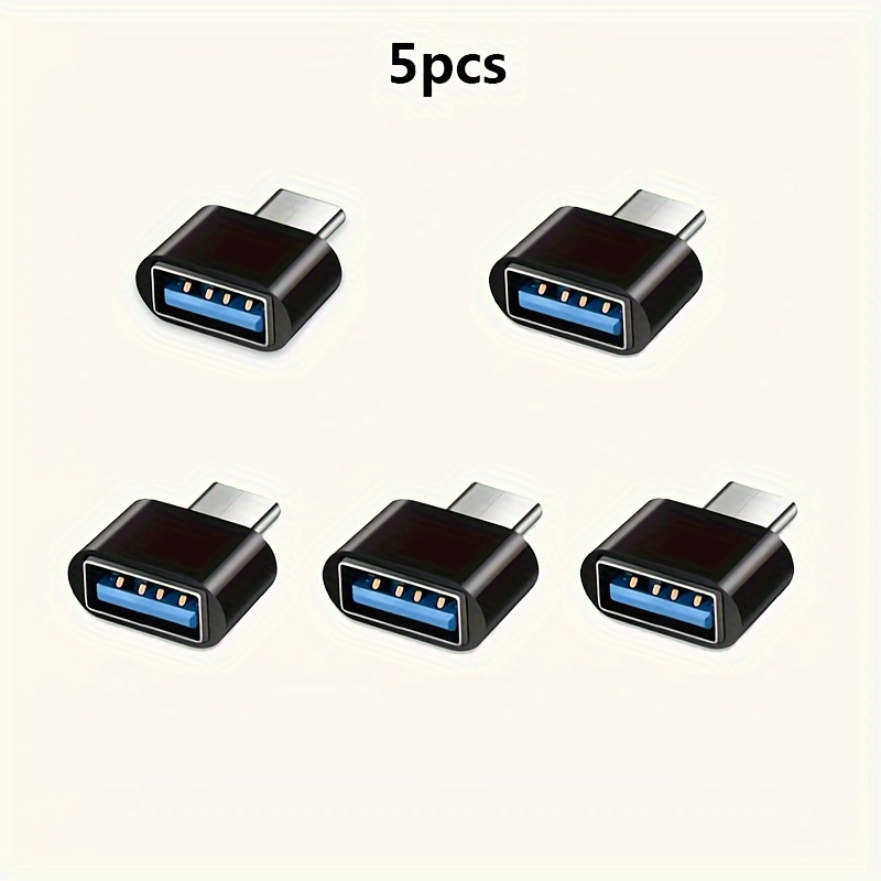 

5-pack Usb To Usb-c Adapter Set, Type-c Male To Usb Female Converter Connectors For Computer, Phones, Flash Drives - Unpowered, Without Battery