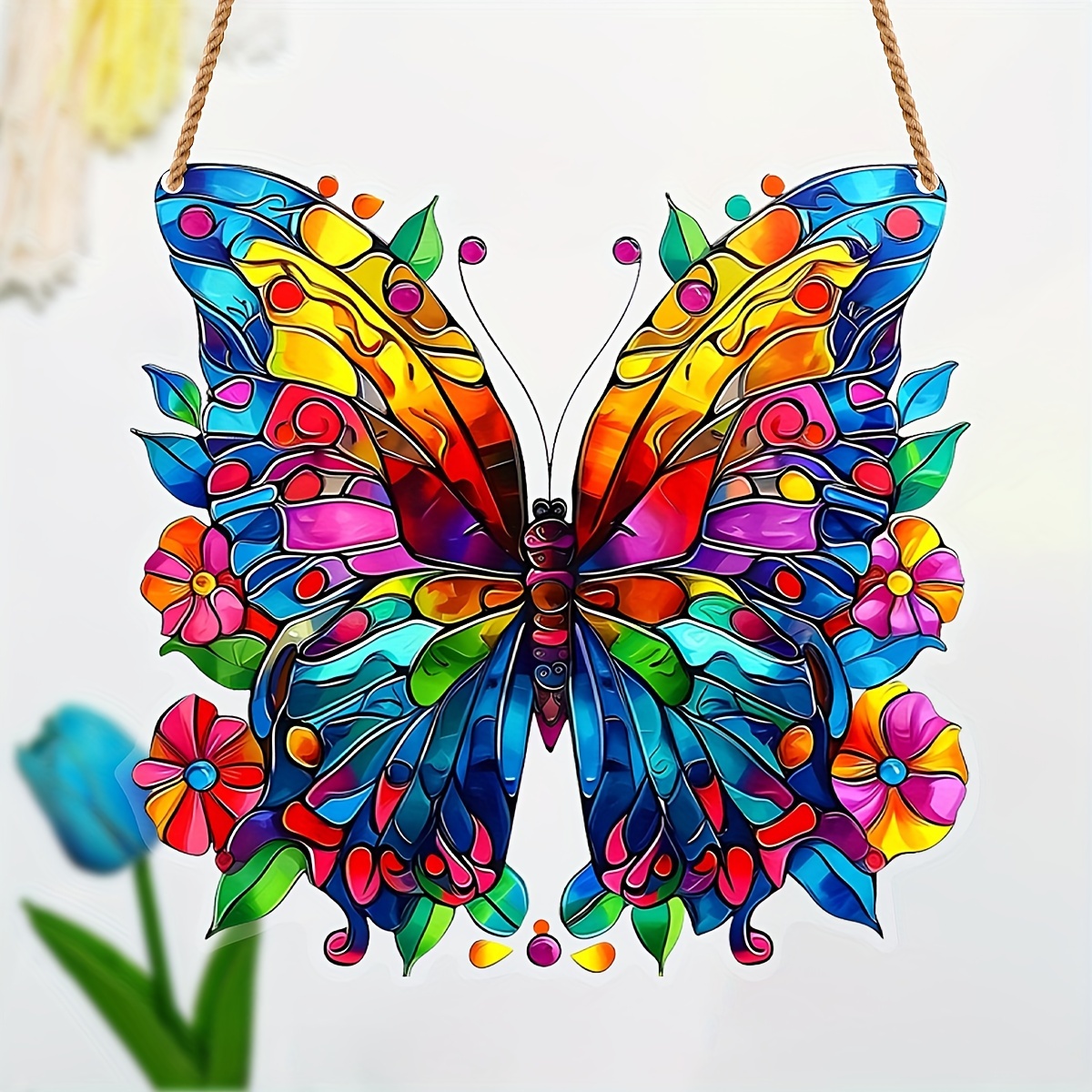 

1pc, Colorful Butterflies Stained Window Hanging, Butterflies Suncatcher Window Decoration, Wall Window Hanging Art Decoration, Indoor Outdoor Home Decor Garden Decoration