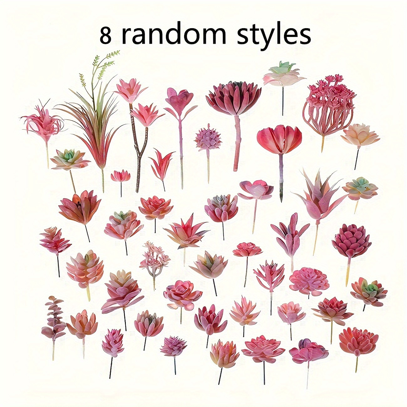 Image of 35 Red Succulent Plants, 8pcs/set Random Flocked , Artificial Succulents, Plant Decoration Ornaments, Creative Diy Pot Accessories, Room Desktop Decor