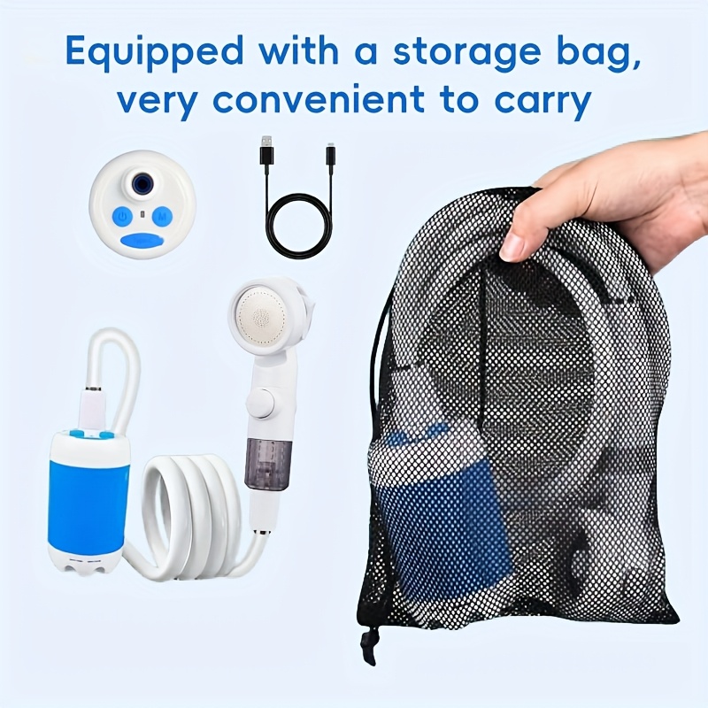 Portable Rechargeable Electric Camping Shower Pump for Outdoor Bathing, Car Cleaning, Gardening, and Pet Care