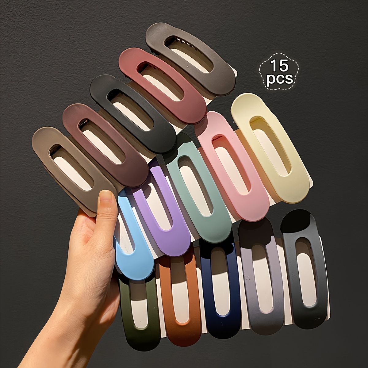 TEMU 15pcs Matte Hair Clips - Non-slip Grip, Elegant Minimalist Hairpins For Women, Everyday & Formal Events - Secure Hold For Updos, Buns, Braids -