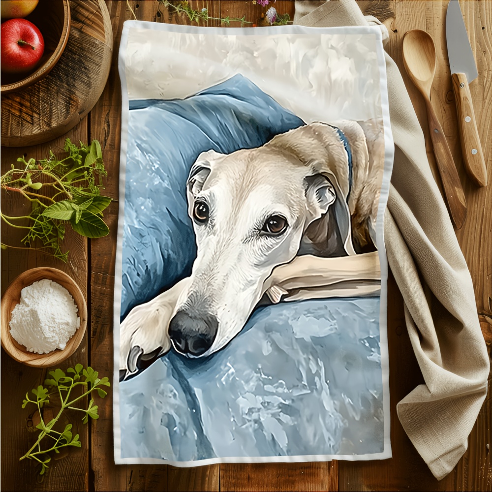 TEMU 2pcs Greyhound Print Kitchen Towels Suitable For Washing Tableware, Travel, Fitness, Camping - Quick-dry Microfiber Dishcloths & With Greyhound,