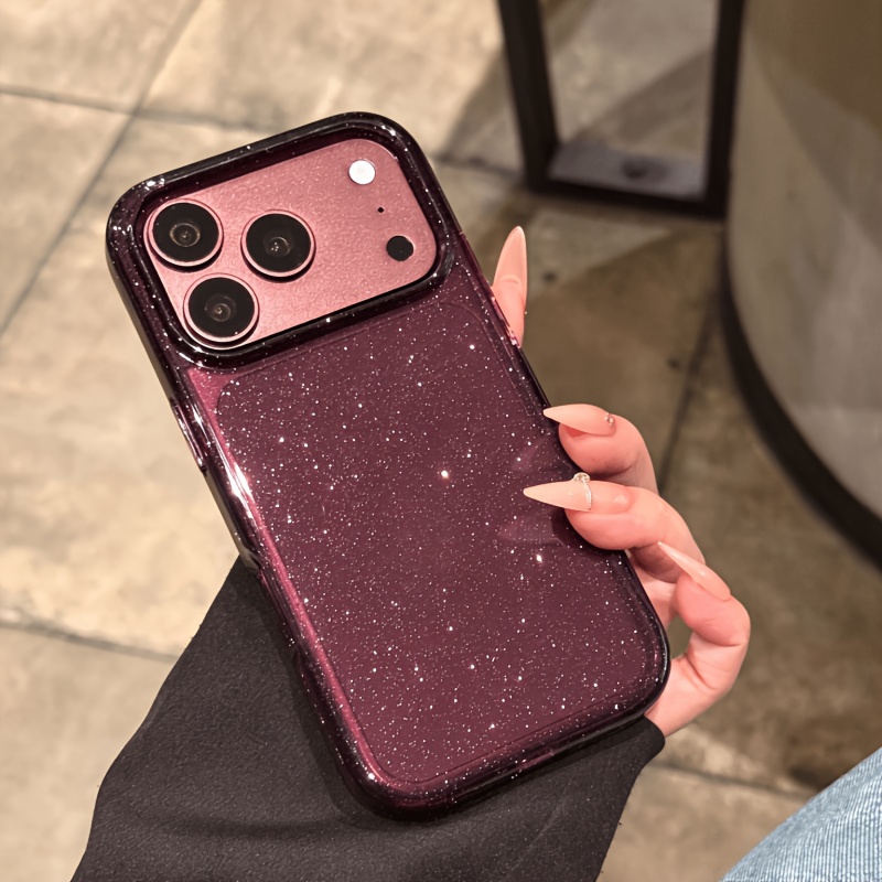 TEMU Phone Case: Luxurious Wine Red Large-hole Transparent Phone Case, Suitable For Iphone 18/18 Pro/18 Pro Max/17 Pro/17 Pro
