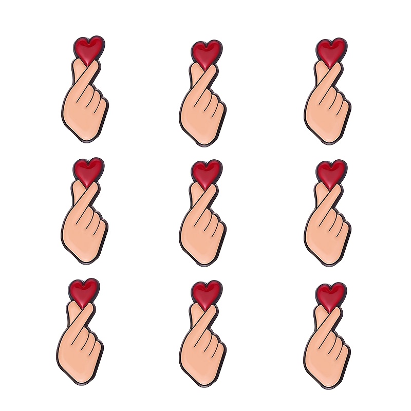E-shop FLIXBLANY 9er-Set Hand-Herz-Geste Emaille-Pins, Einfacher Stil, Romantische Gebärdensprache Broschen, Anstecknadeln, Süßes -Geschenk für &