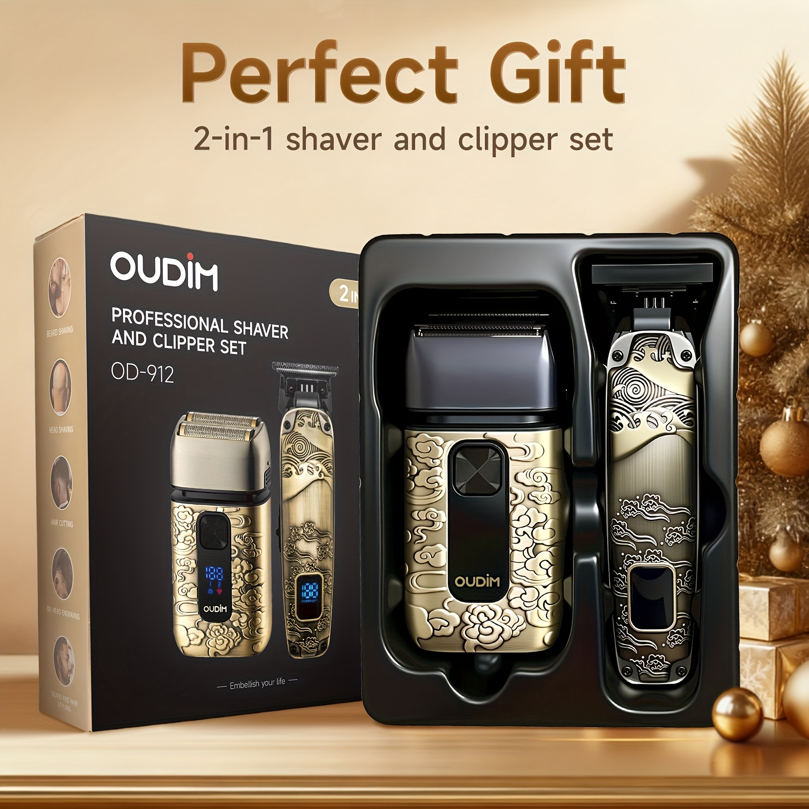 TEMU Men's Electric Razor With Foil Shavers, 2-in-1 Hair And Beard Trimmer Grooming Shaving Kit For Face And Mustache. Cordless Head Shavers For Bald