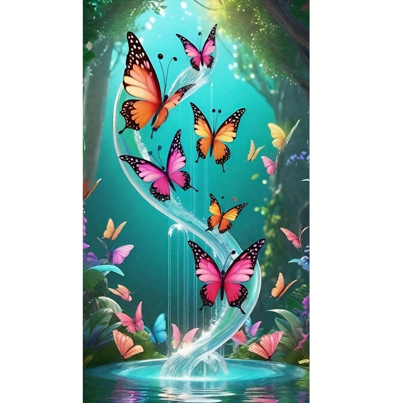 

5d Diy 40x80cm/15.7x31.49in Large Round Artificial Diamond Full Diamond Adult Beginner Painting Set Butterfly Embroidery Mosaic Art Gallery Decor
