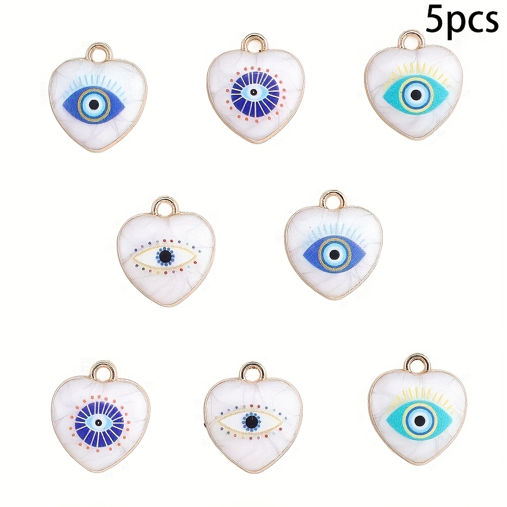 E-shop 5-teiliges Set Böser Herz Anhänger Charm Zufällige Einzelringe Anhänger für Schmuckherstellung DIY Armband Halskette Handwerk Valentinstag