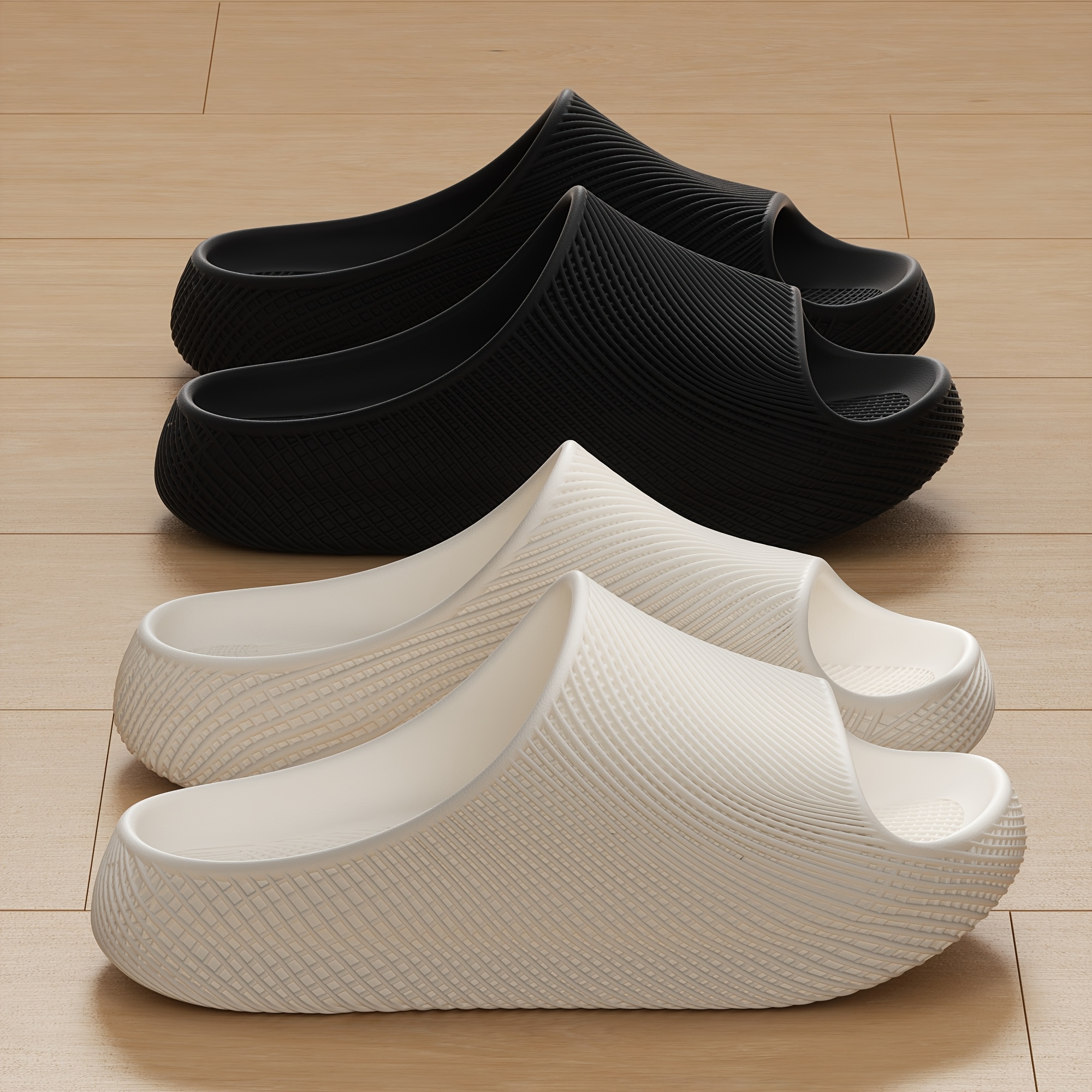 Men's Quick-Dry Breathable Slip-On Slippers Suitable for Indoor/Outdoor - Lightweight Sole, Textured Casual with Round Toe, Minimalist Streetwear for Home, Travel & Urban Adventures