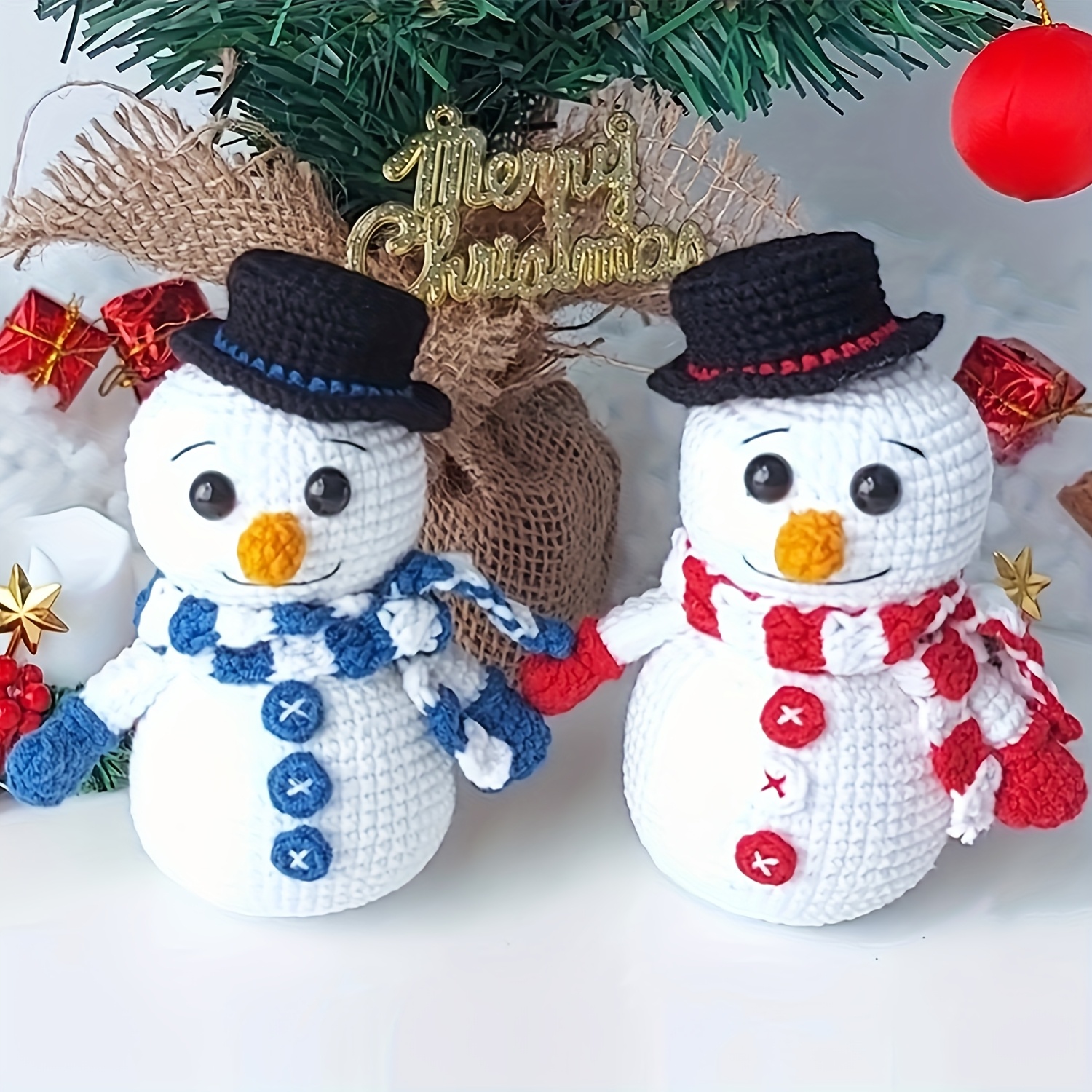 

Vioiv 2pcs Christmas Snowman Crochet Kit - Beginner Friendly Diy Craft Set With Yarn, Hooks & Instructions - Tree Decorations & Gifts, Christmas Crafts