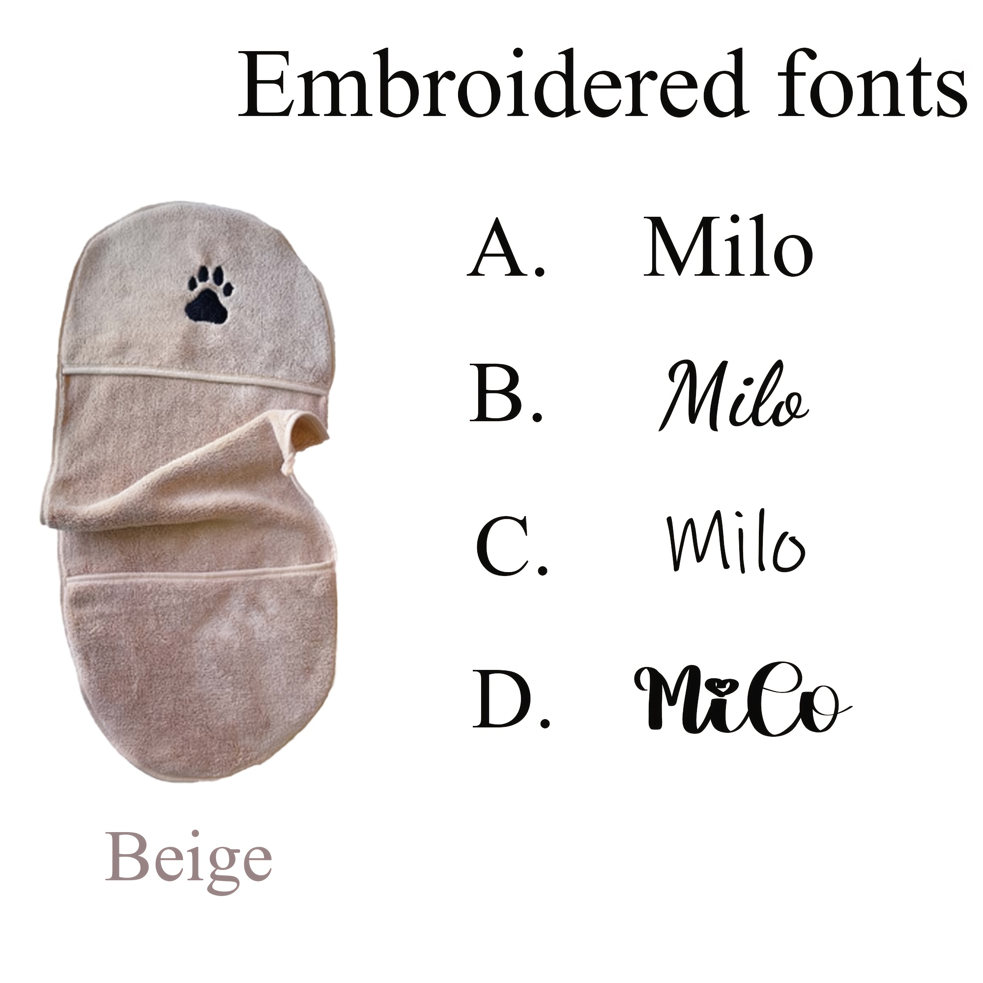 TEMU 1pc Custom Embroidered Name Pet Towel, Personalized Quick Drying Chenille Microfiber Super Absorbent Dog Towel, Pet Owner Gifts