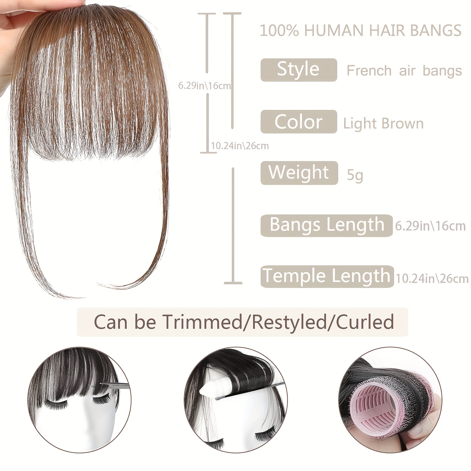 100 real hair clip style bangs with storage box thin bangs clip   bangs sideburns and fine bangs hair extension suitable for womens daily   accessories details 4