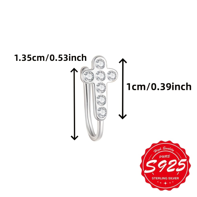 Women's Sparkling Cross S925 Silver Nose Clip