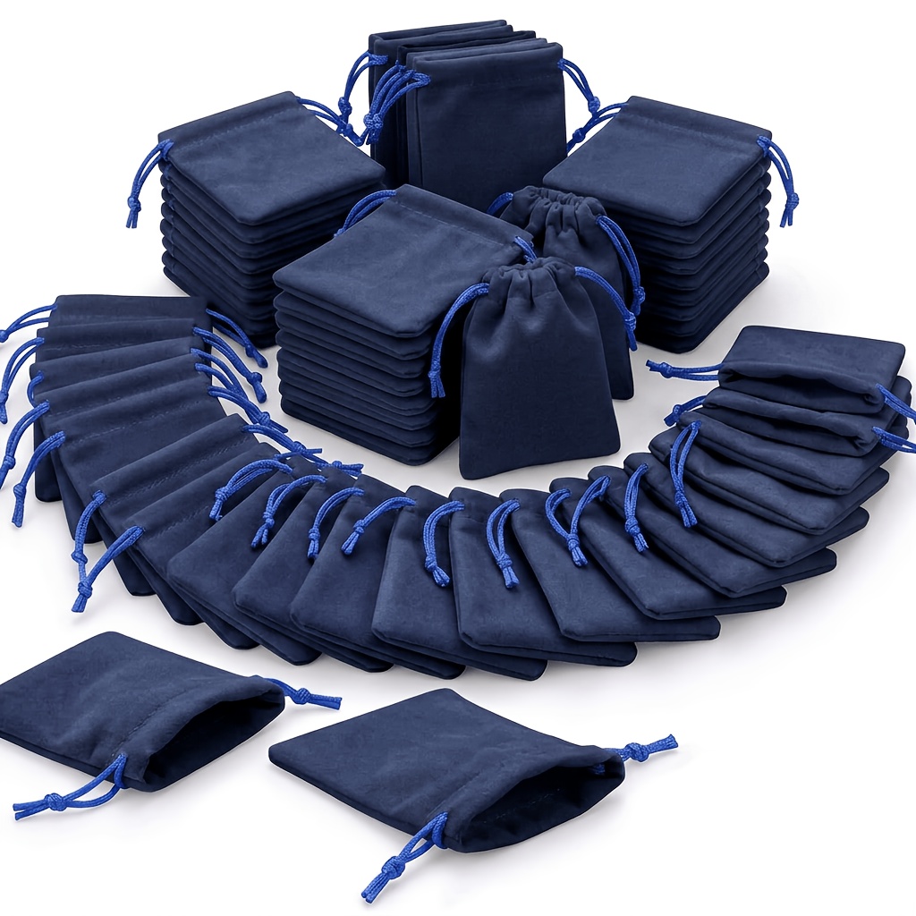 TEMU 40-piece Pack Multicolor Small Velvet Drawstring Bags, Suitable For Wedding Favors, Jewelry Pouches, Travel Organizers & Party Gifts - Soft