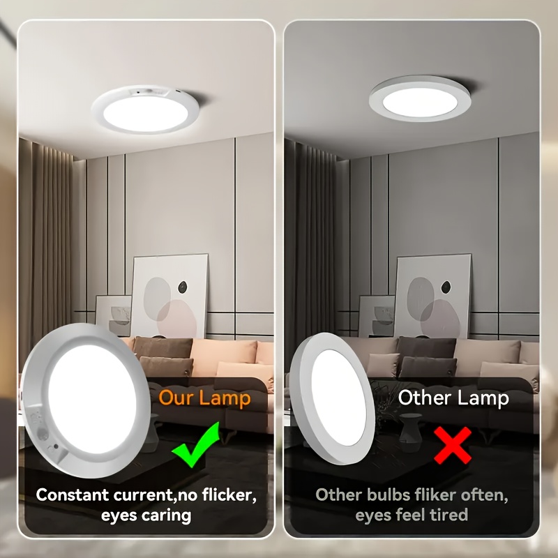 Smart Sensor Ceiling Light, with Remote Control, Timed Light Off, 3 Lighting Modes, 5 Color Temperature Adjustments for Light Brightness, 8000Mah Super Large Capacity Rechargeable, Magnetic Installation Without Drilling, USB Charging