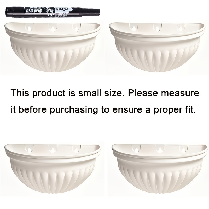 TEMU 4pcs Set, Round Wavy Edge Plastic Wall-mounted Flower Pot Holder, Thickened Weather-resistant Plastic Windproof Wall-mounted Flower Pot Holder,