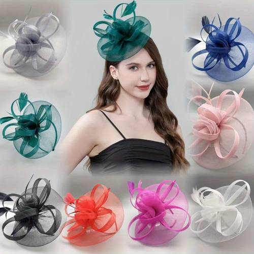 veil mesh derbyhat 1pc costume fascinator for tea party halloween 1920s birthday horse racing wedding hat church hat with headband and clip two use