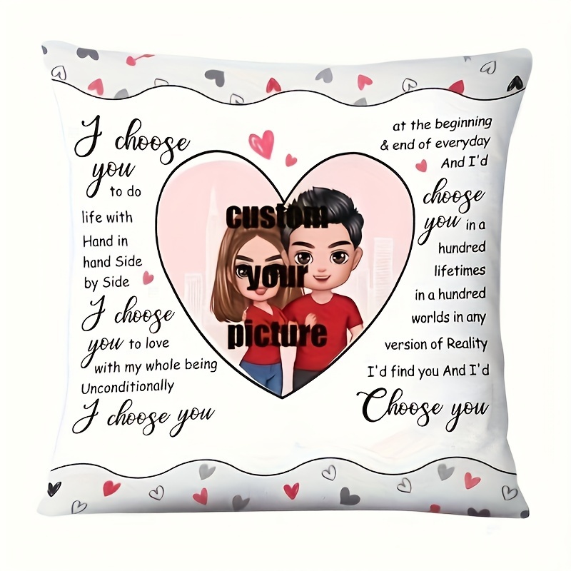 

1pc Anniversary Gift Photo Customization Couple Gift Living Room Bedroom Wedding Decoration Super soft short plush throw pillow loss 18x18 inch (no pillow core)