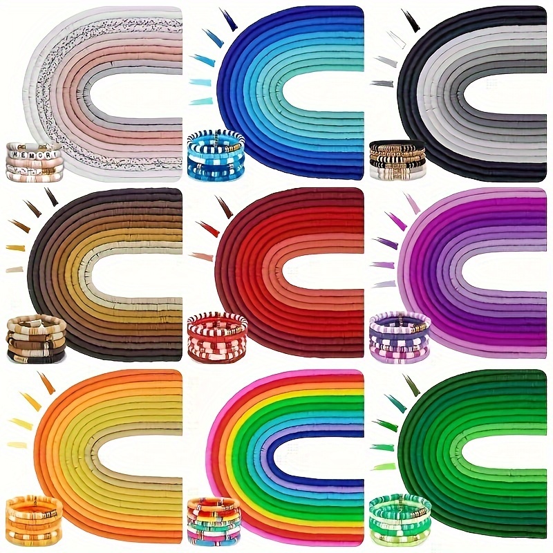 

[popular ] 4500pcs Vibrant Polymer Clay Bead Kit - 10 Strands, 6mm Vinyl Black Stone Beads In Assorted Colors For Making, Surf Bracelets & Necklaces Craft Supplies