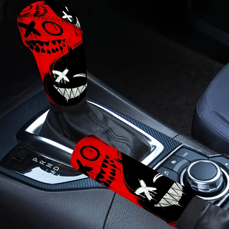 

2pcs Polyester Print Car Accessories Set - & Gear Shift Covers, Dustproof, Universal Fit For Suvs & Cars