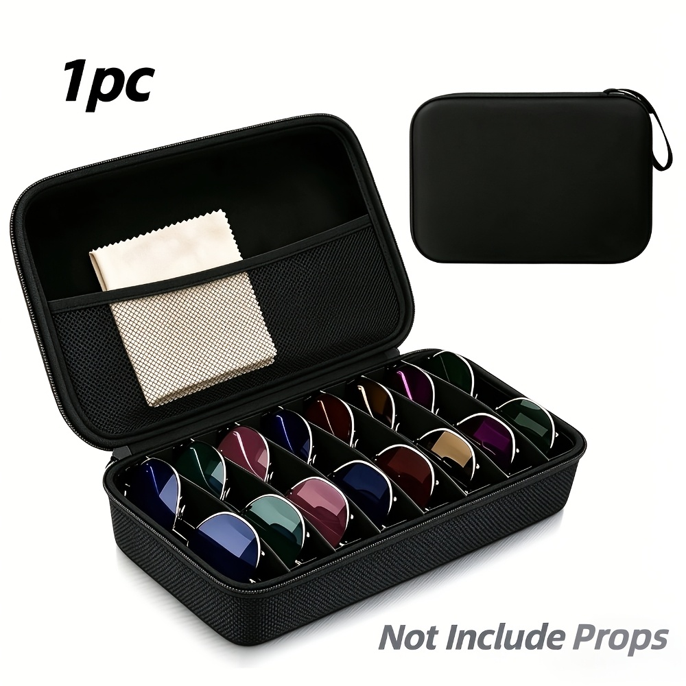 TEMU Organizer, Hard Shell Case With Adjustable Slots For Eyeglass Cases, Portable 8-slot