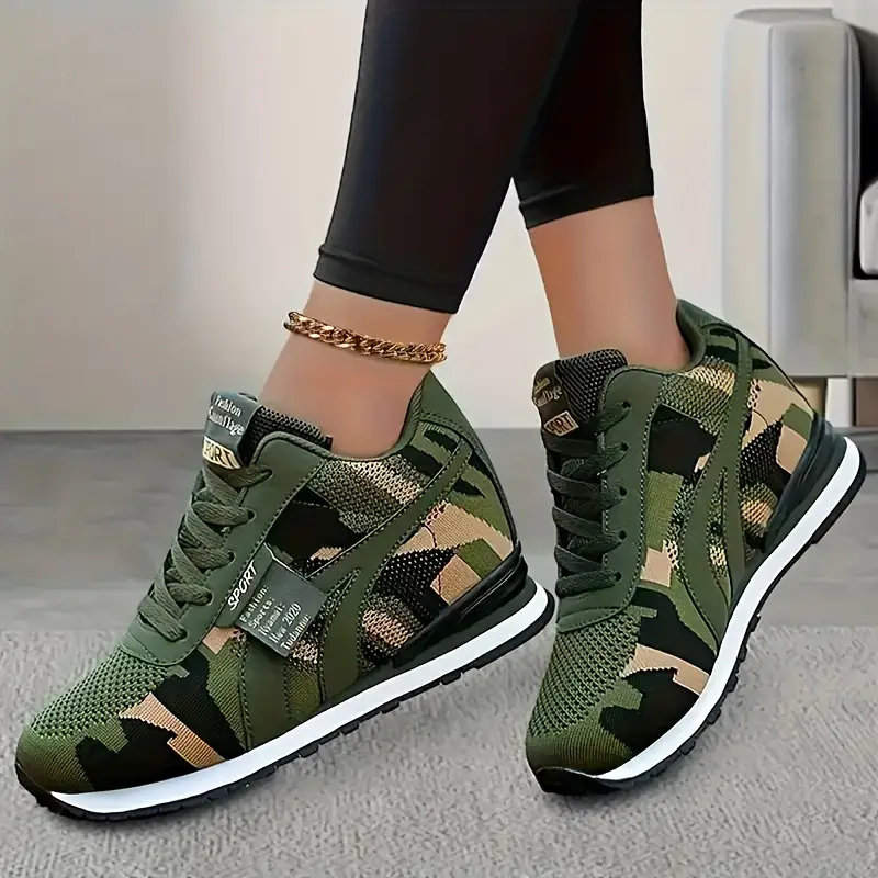womens camouflage pattern sneakers fashion lace up outdoor shoes womens comfortable shoes details 0