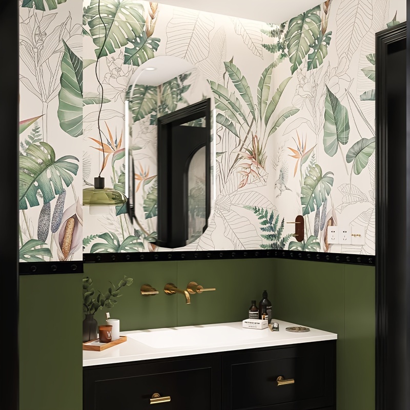 Papel Pintado Autoadhesivo Hojas Y Flores - Vinilo Extraíble Para Paredes Y Muebles | 44.5x300 Cm