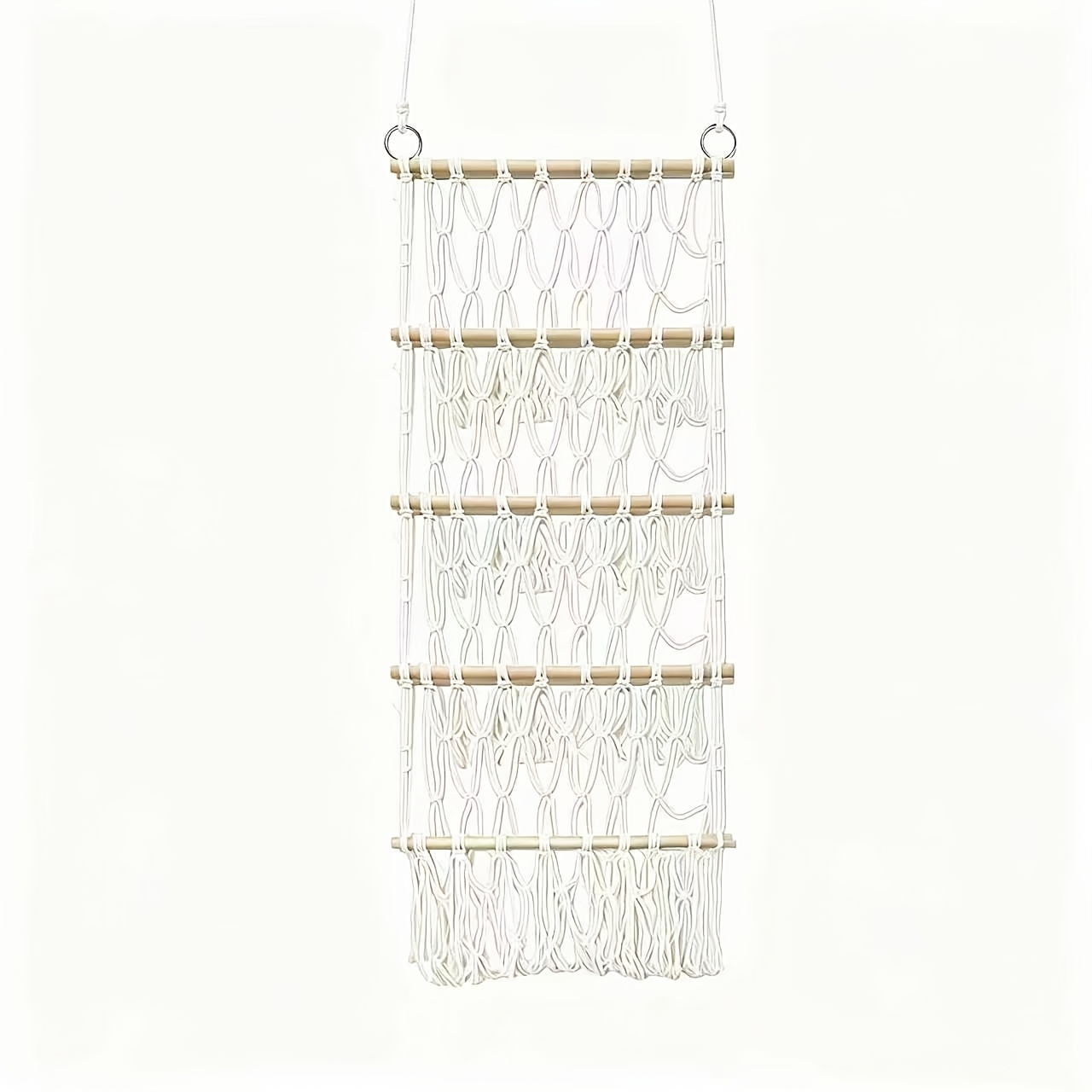 TEMU 1pc Of Storage Hammock Or Net Large Bohemian Hammock Net 4 Layers For Hammock Corner Hanging On The Door Storage Bag For Storage Net Pocket,