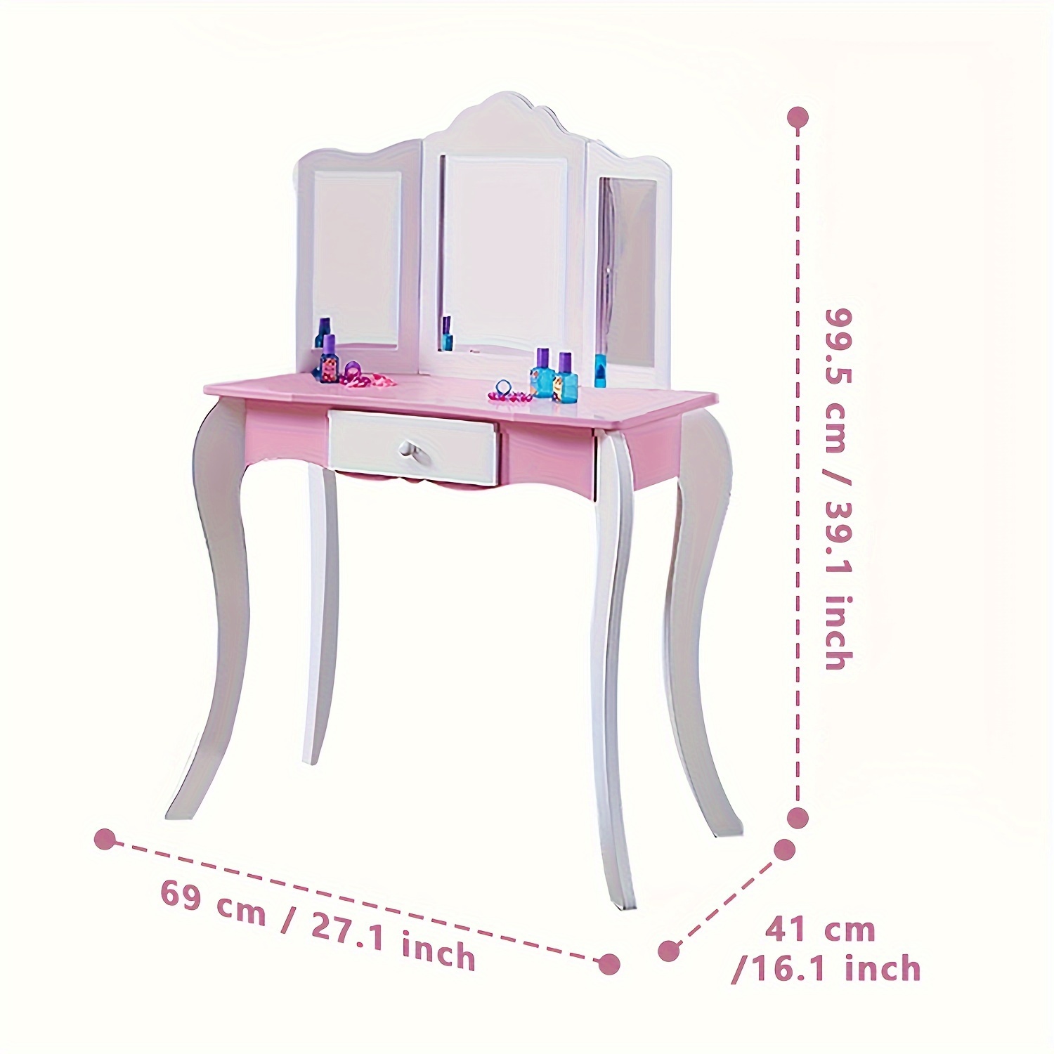 open lace back dress Girls White Dressing Table & Stool Mirror & Drawers