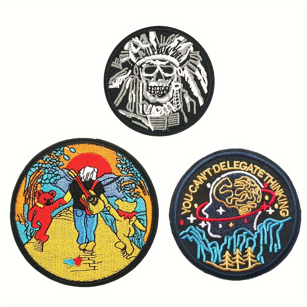 

Vintage Inspired Iron On Patches: , Thinker, And Traveler Designs - 9.3cm/3.66in Diameter - Mix Of Colors - Perfect For Clothing, Bags, And More